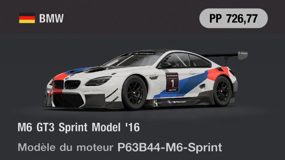 BMW M6 GT3 Sprint Model '16 - GT7