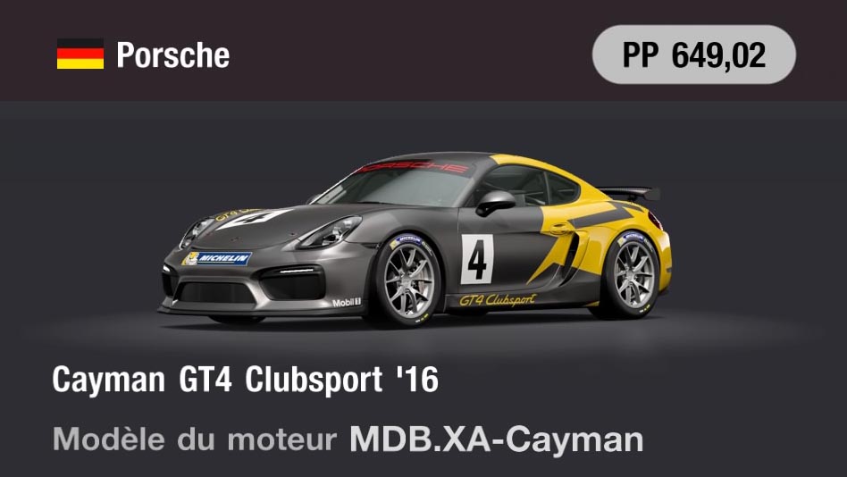 Porsche Cayman GT4 Clubsport '16 - GT7