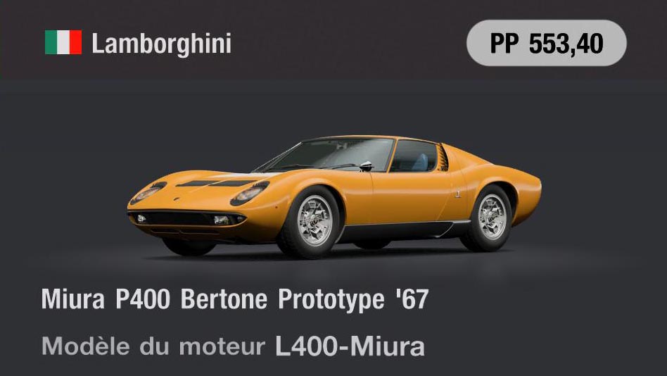 Lamborghini Miura P400 Bertone Prototype '67 - GT7
